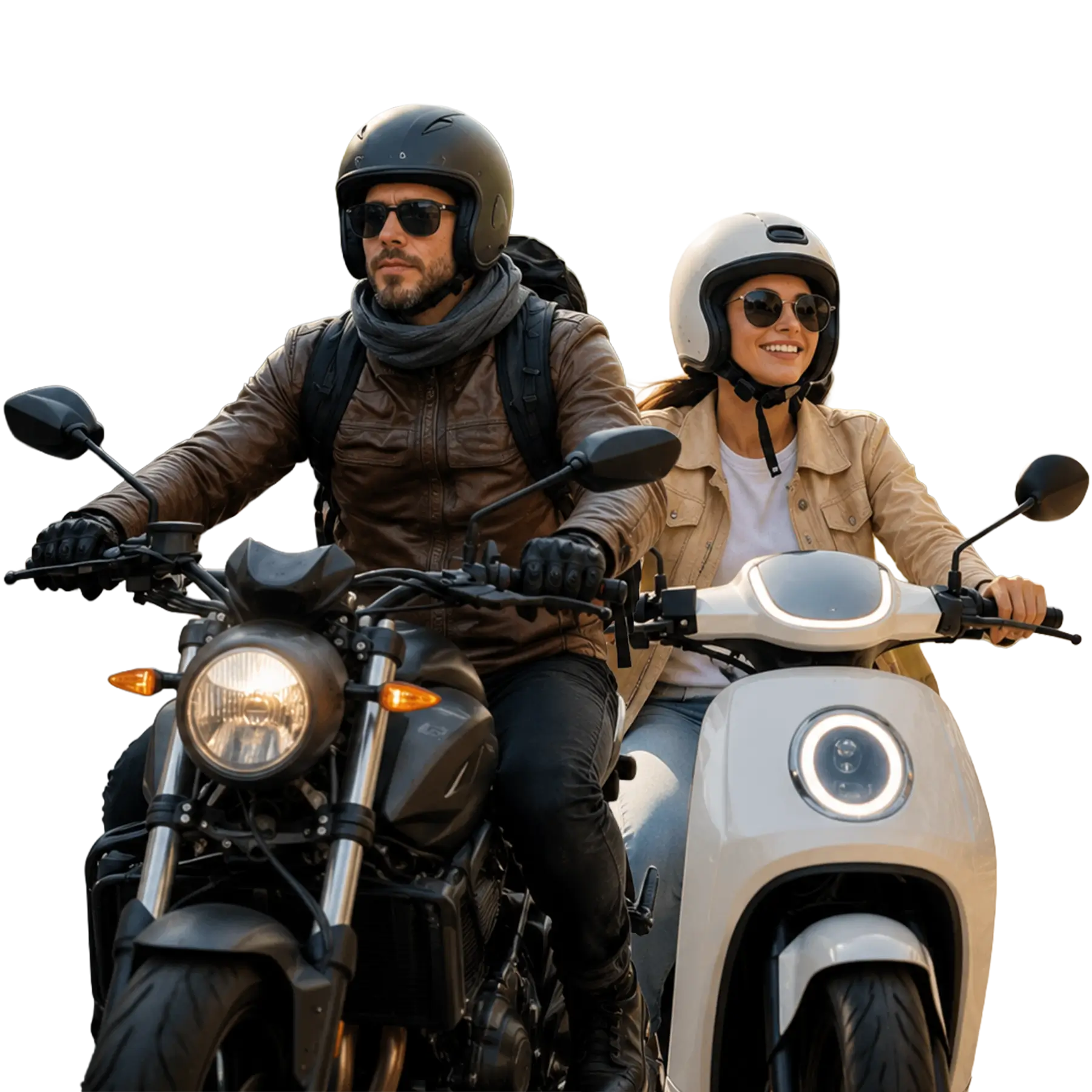Dos personas adultas conduciendo motocicletas